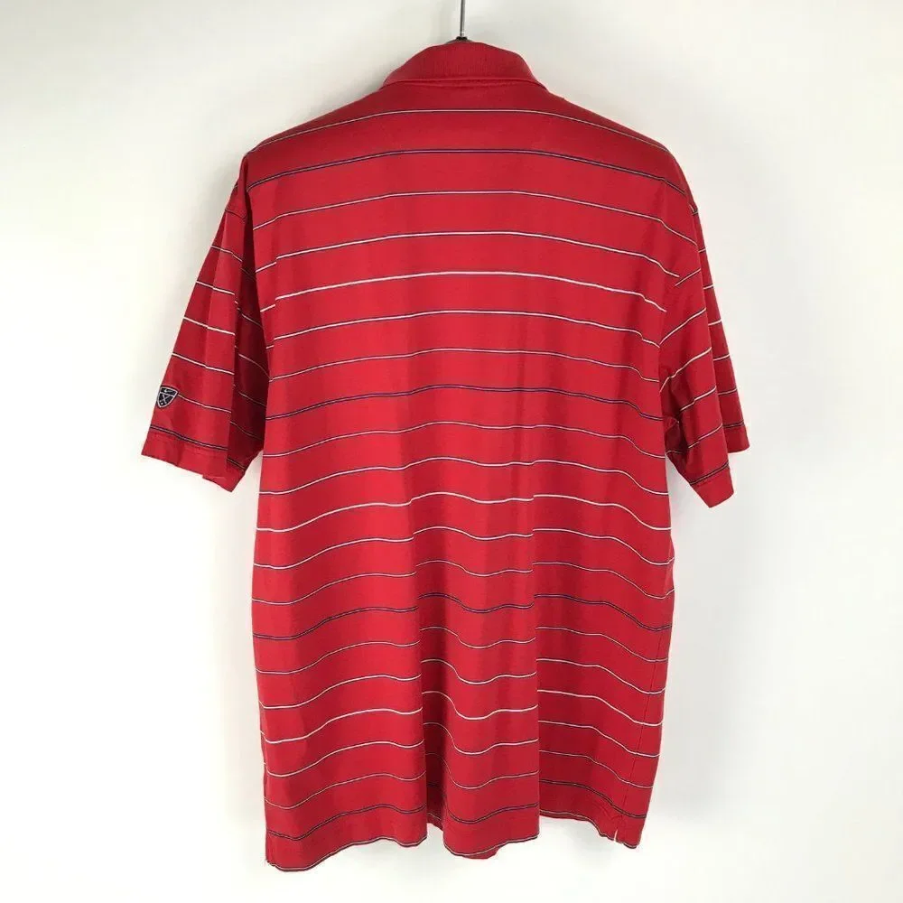 Nike Golf Polo Shirt Men's XXL Short Sleeve Red Striped 100% Cotton Casual